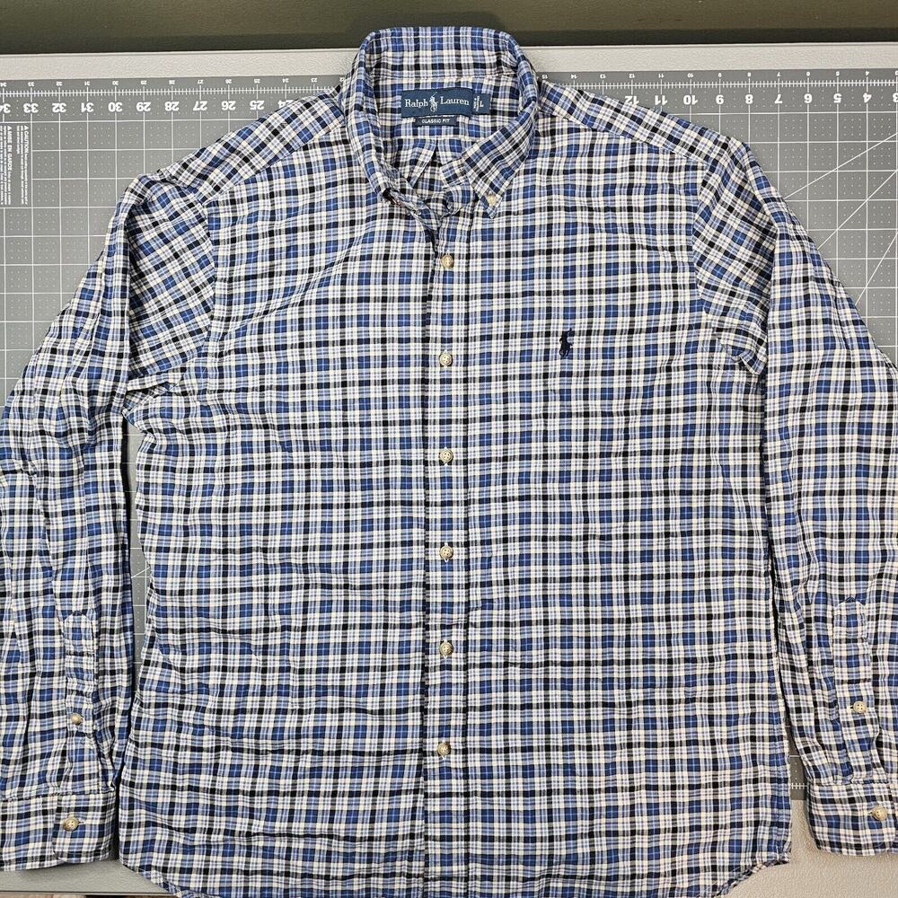 Vintage Polo Ralph Lauren Shirt Mens Large Plaid Preppy Office Casual Academia